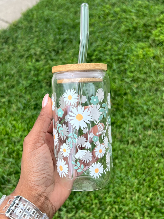 Daisies Glass Can - 16oz