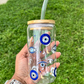 Turkish Evil Eye Glass Can - 16oz