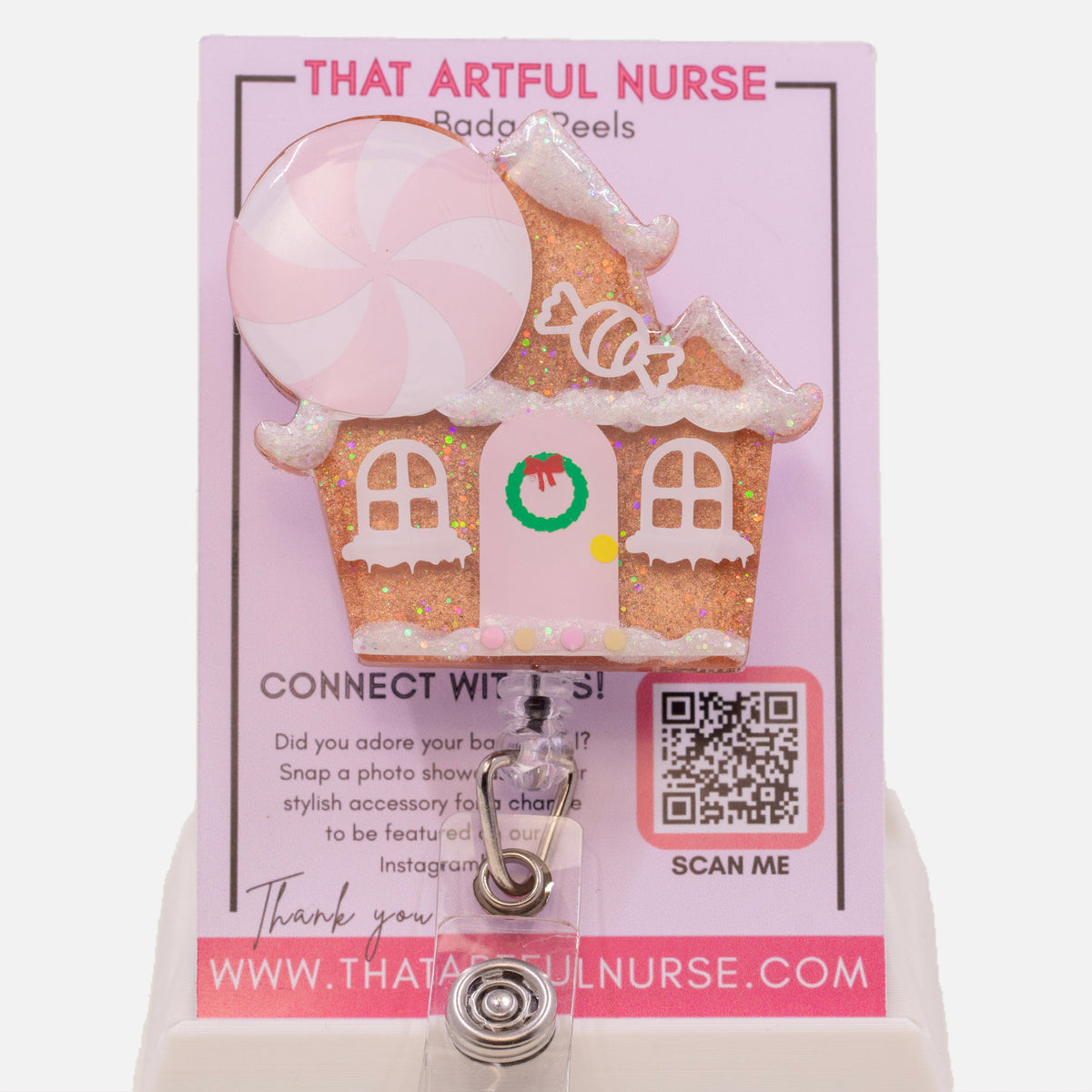 Pink Gingerbread House Badge Reel