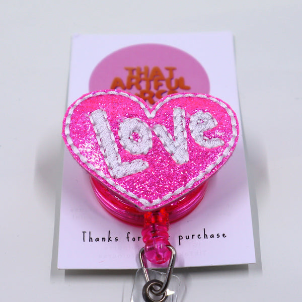 Love Pink Badge Reel