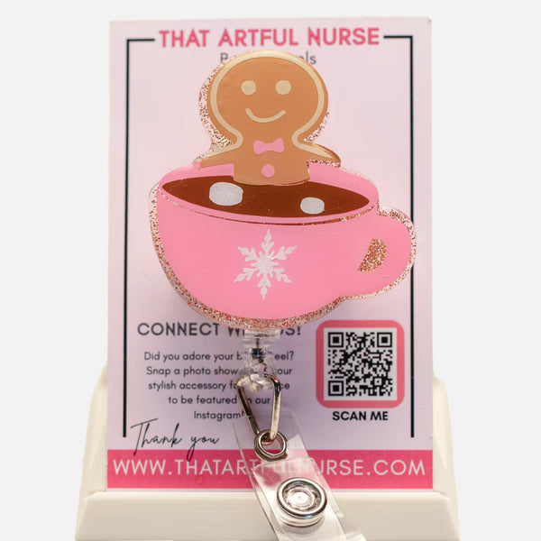 Pink Gingerbread Cocoa Badge Reel