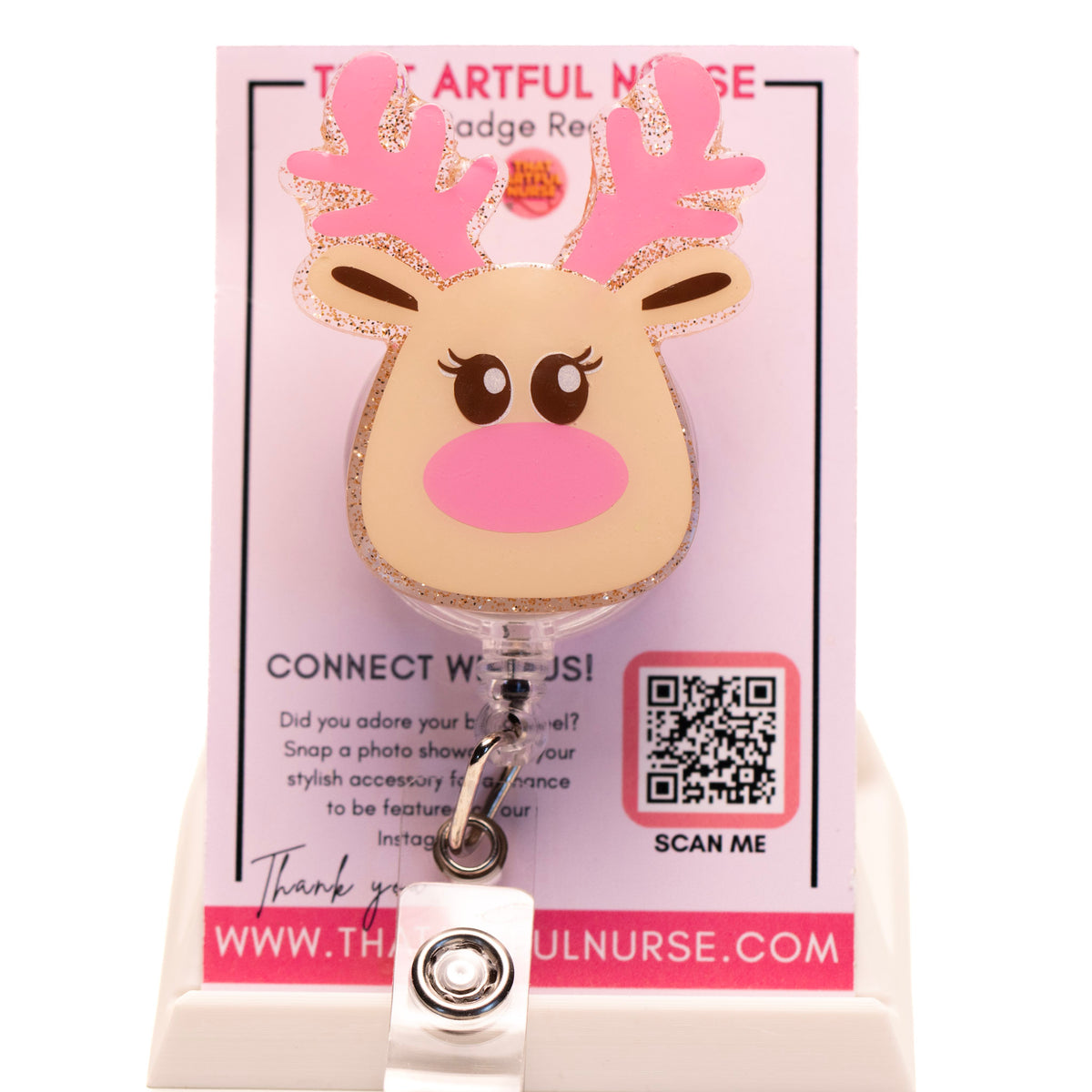 Pretty in Pink Reindeer Badge Reel