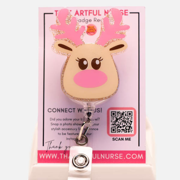 Pretty in Pink Reindeer Badge Reel