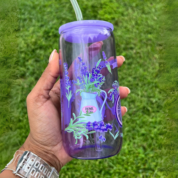 Blissful Lavender Glass Can - 16oz - That Artful Nurse