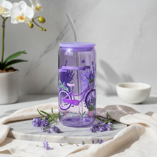 Blissful Lavender Glass Can Lifestyle Image