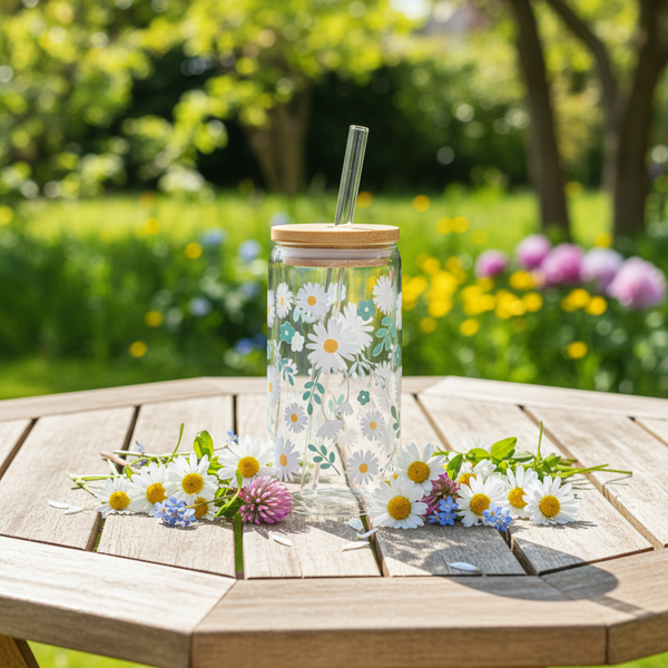 Daisies Glass Can Lifestyle