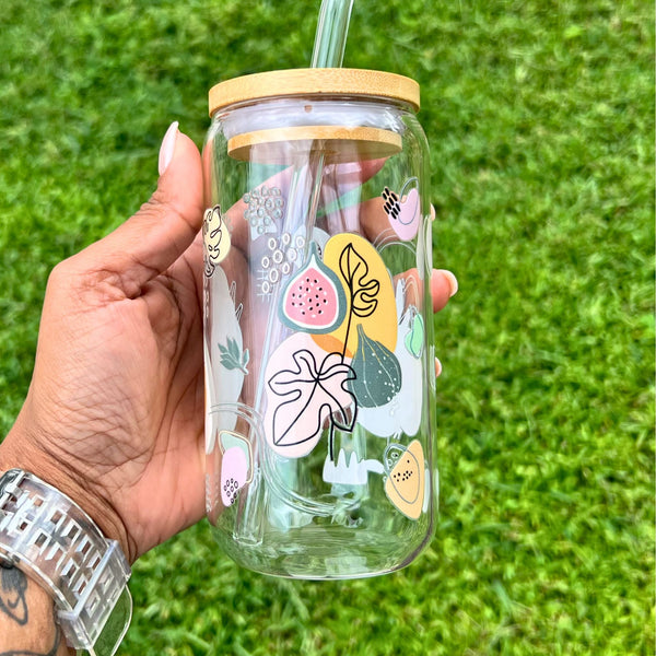 Flowers & Figs Glass Can - 16oz - That Artful Nurse