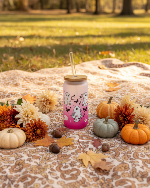 Hippie Halloween Ombre Glass Can Lifestyle