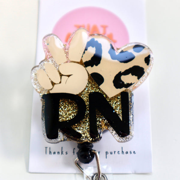 Peace & Love RN - Cheetah Print - That Artful Nurse