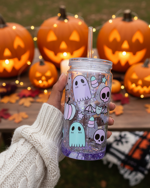 Skulls Bats Candy Corn Snow Globe Tumbler Lifestyle