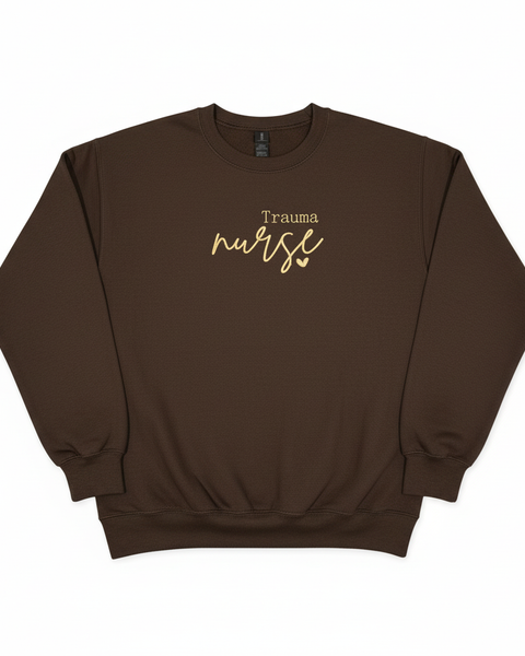 Trauma Nurse sweatshirt on white background