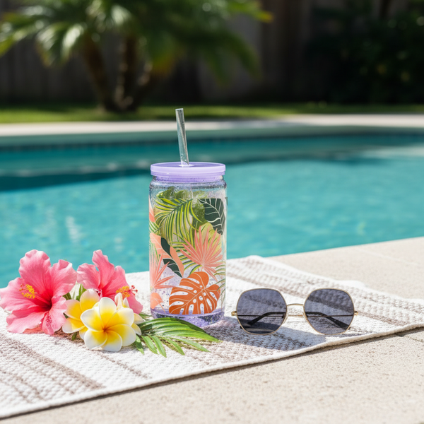 Tropical Leaves Snow Globe Tumbler Lifestyle